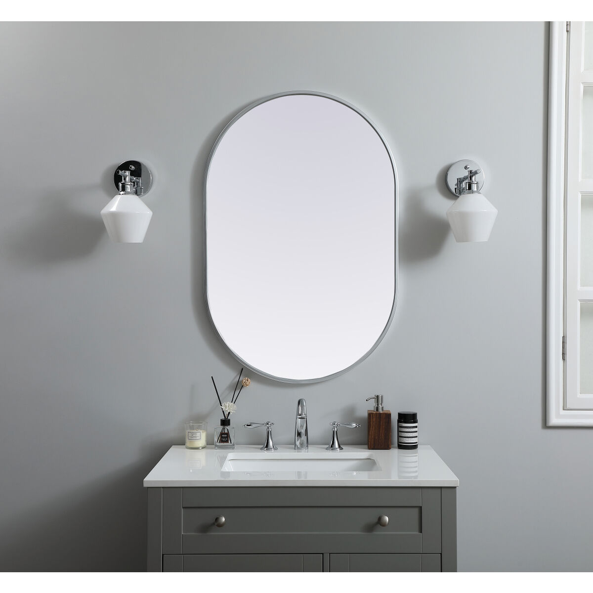 Asha 36 X 24 inch Silver Mirror in 24 x 36