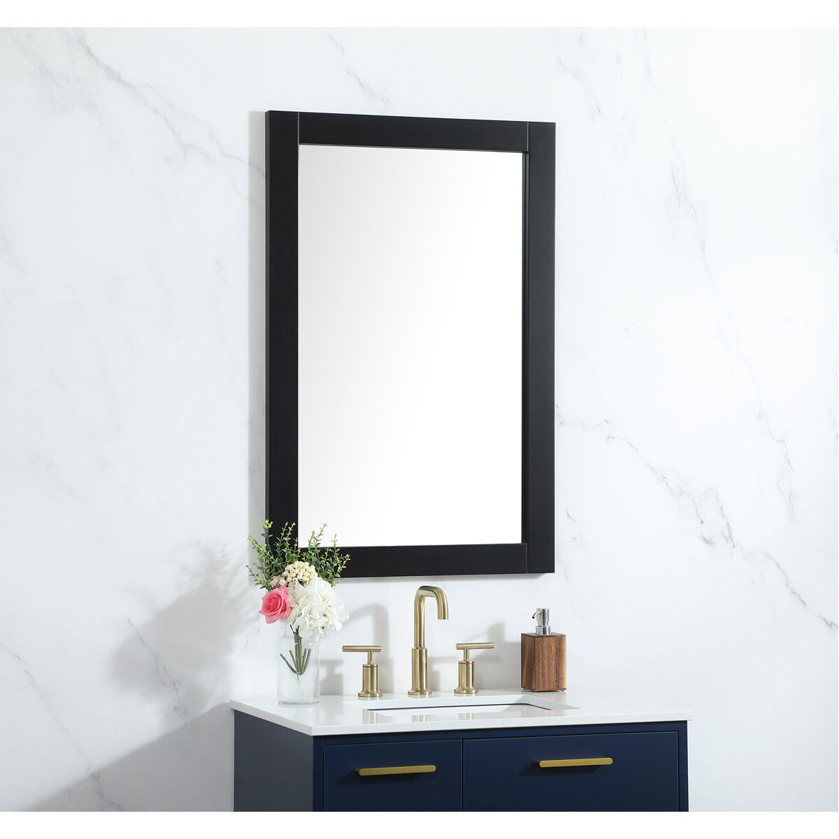 Aqua 36 X 24 inch Black Vanity Mirror