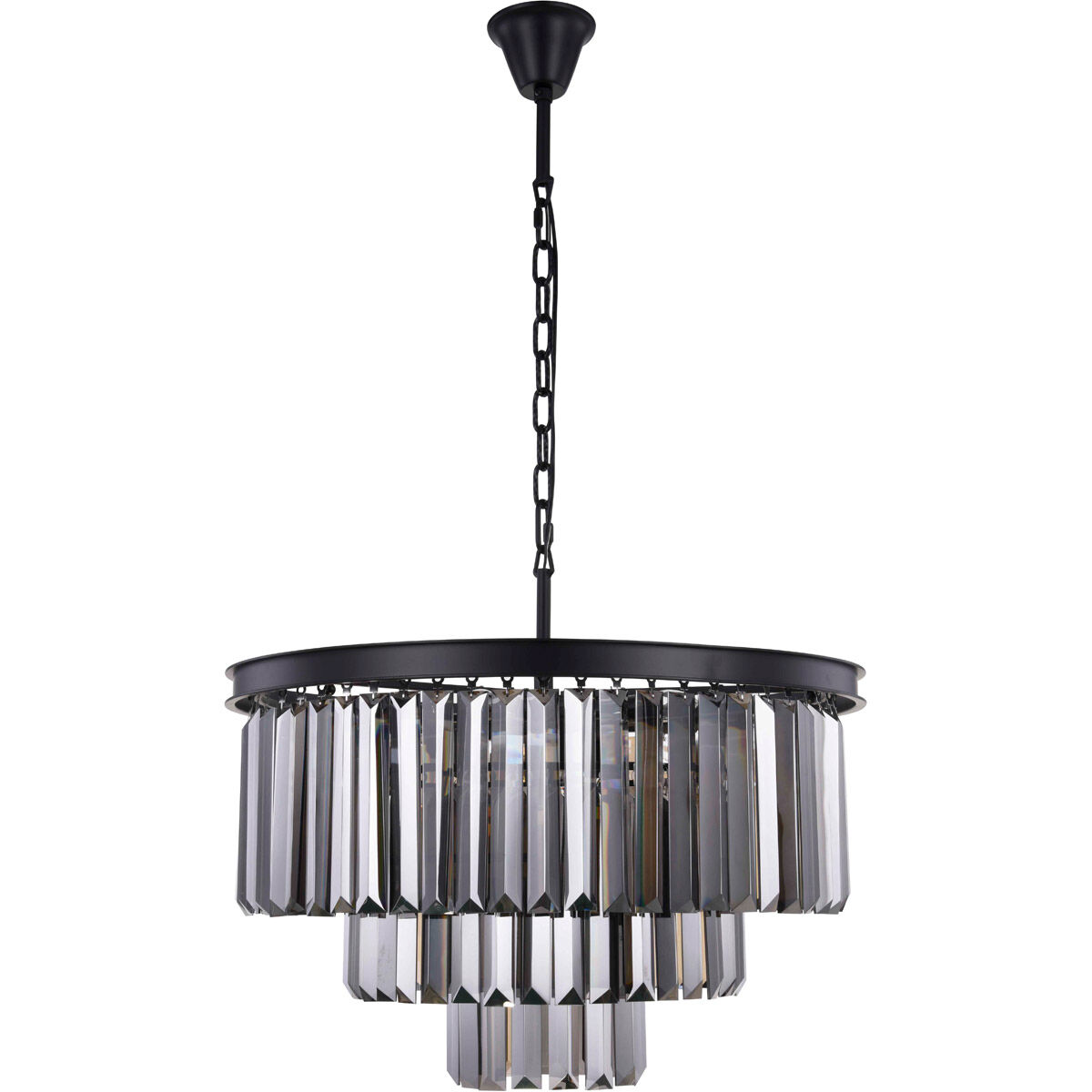 Sydney 9 Light 26 inch Matte Black Chandelier Ceiling Light in Silver Shade, Urban Classic