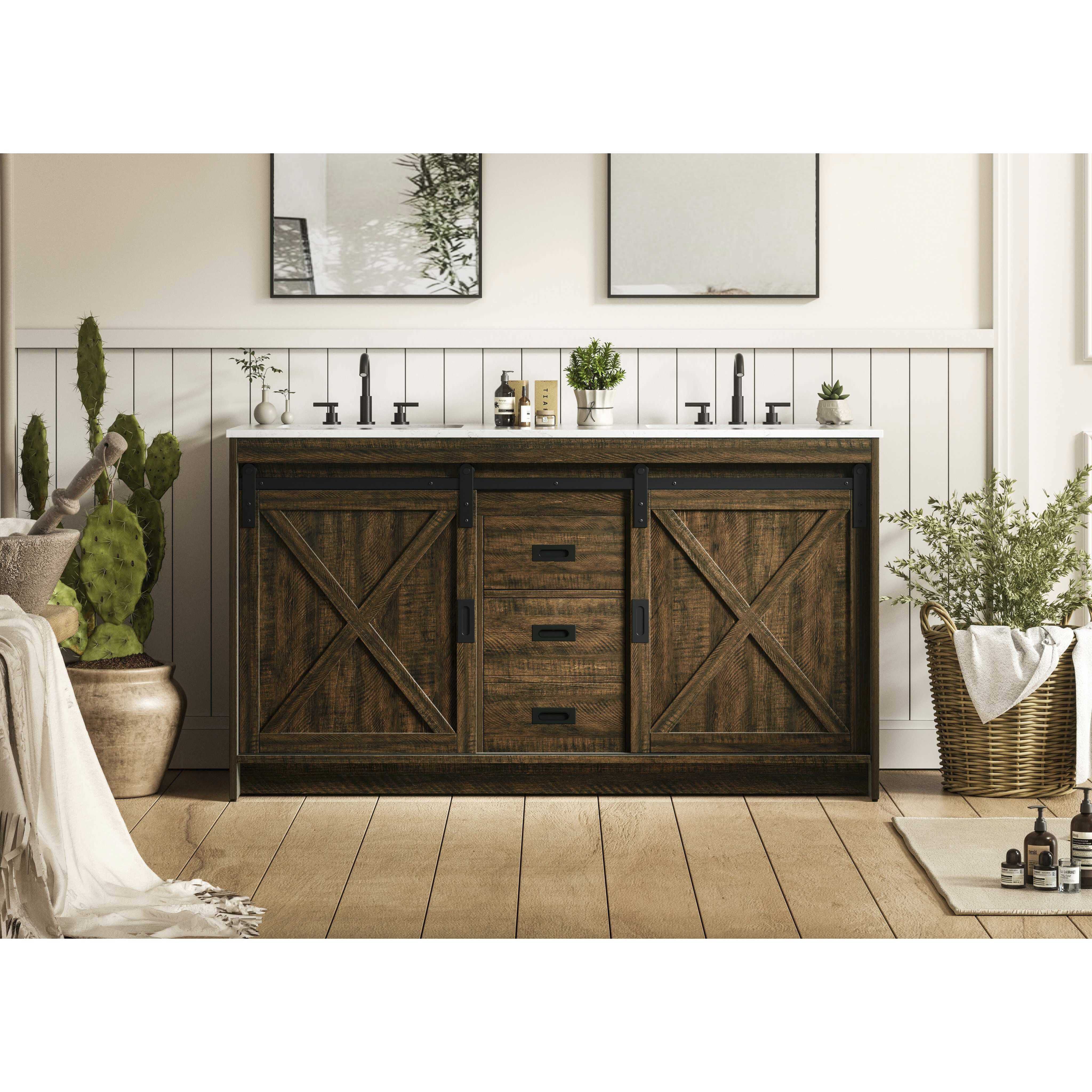 Austin 60 X 34 inch Expresso Bathroom Vanity Cabinet