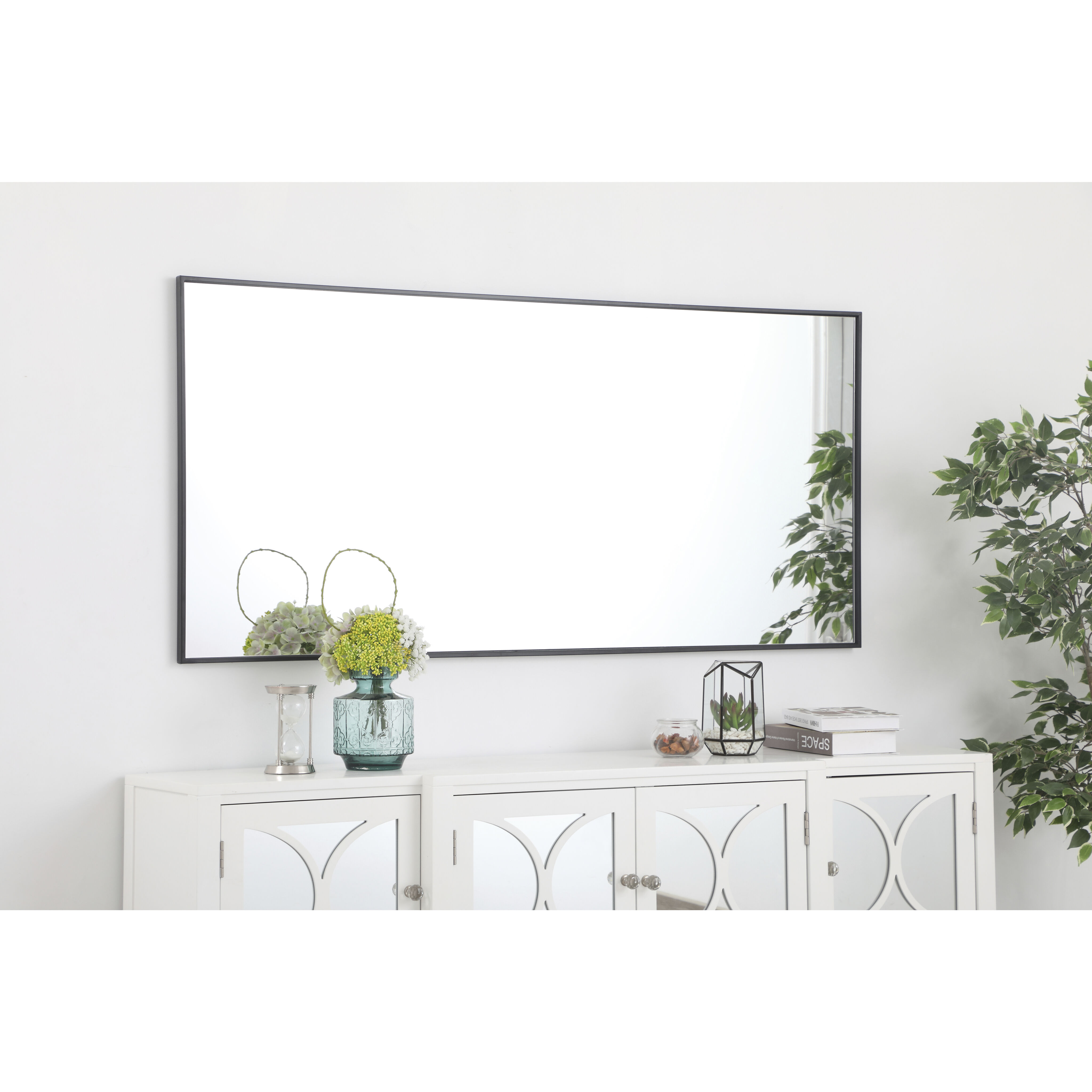 Monet 60 X 30 inch Black Wall Mirror