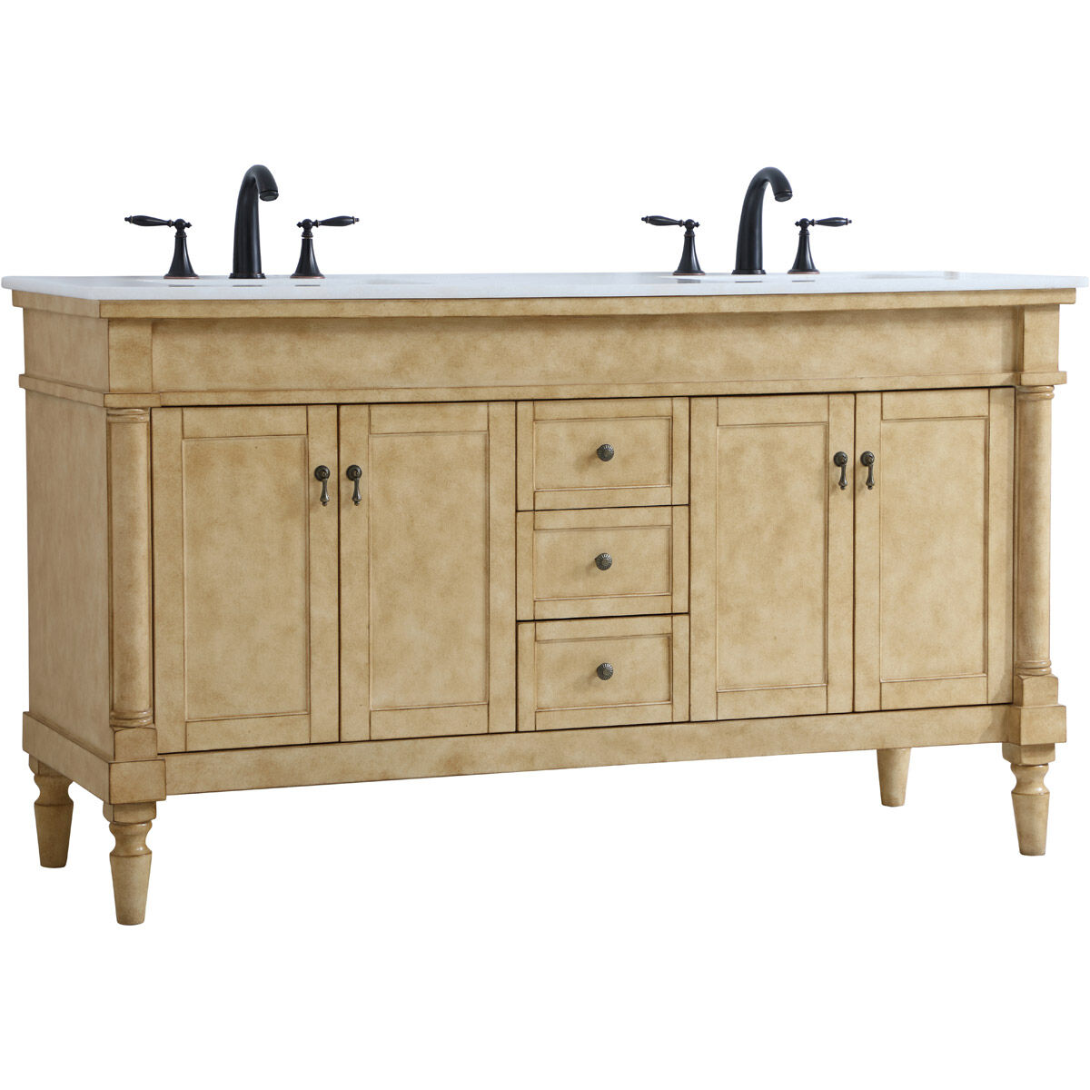 Lexington 60 X 21.5 X 35 inch Antique Beige and Antique Bronze Vanity Sink Set in Antique Brass