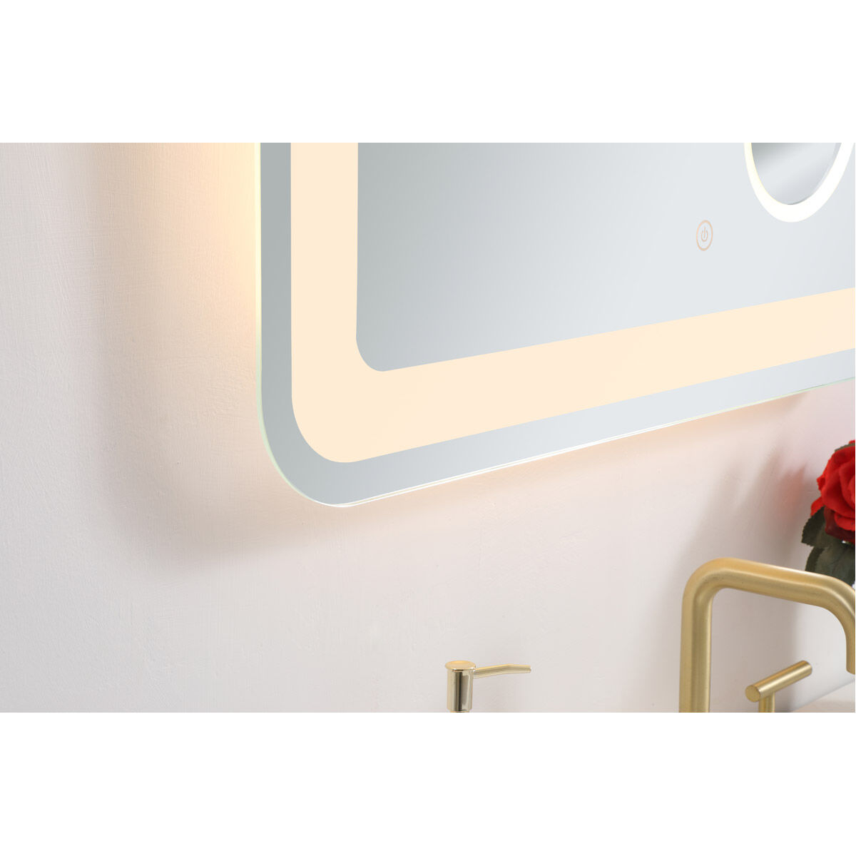 Lux 30 X 27 inch Glossy White Lighted Wall Mirror