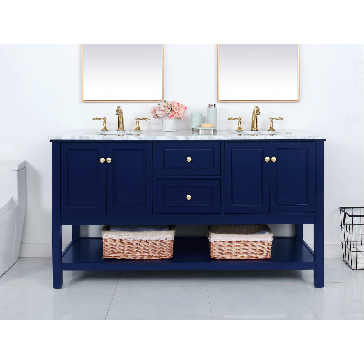 Metropolis 60 X 22 X 34 inch Blue Vanity Sink Set