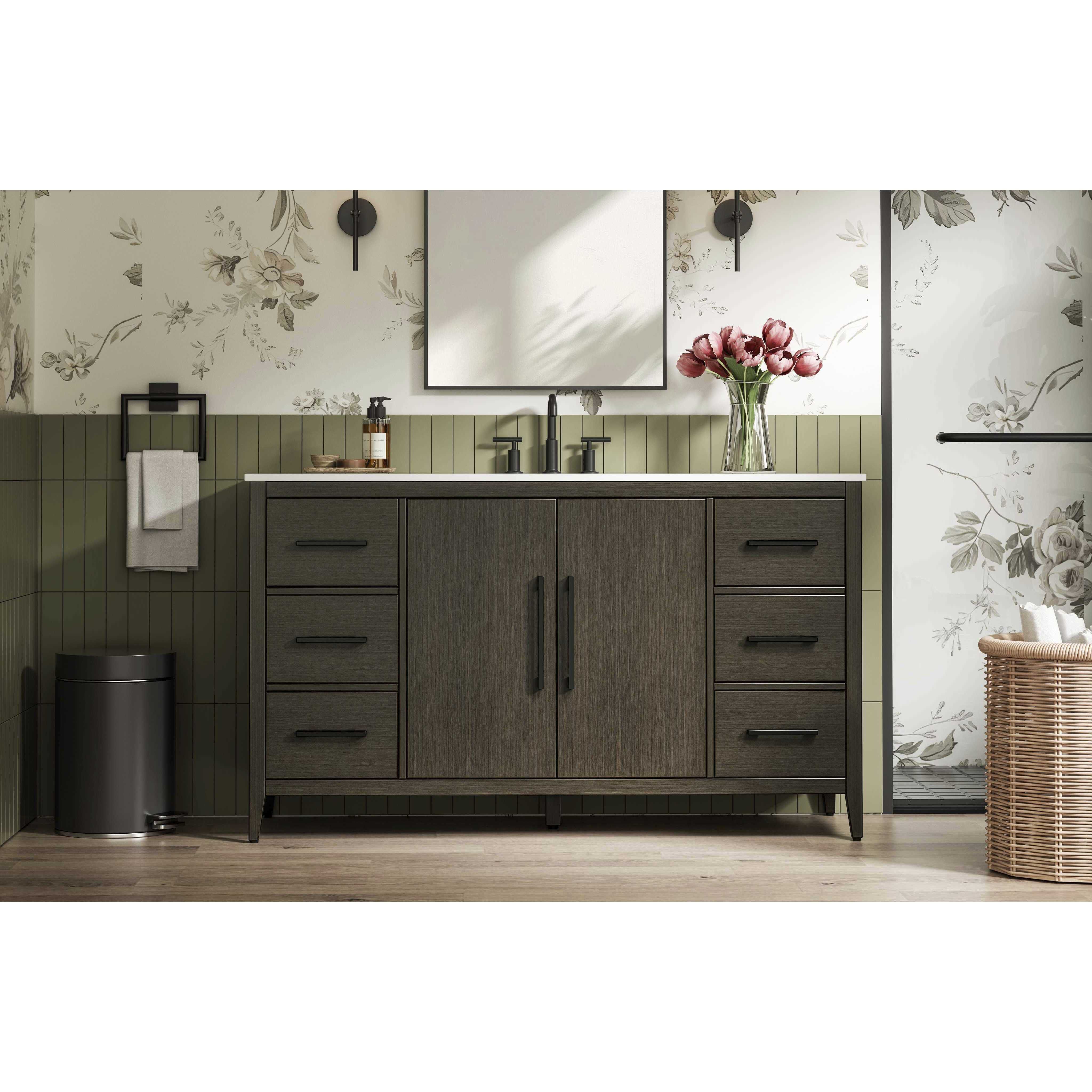 Millie 60 X 35 inch Mocha Brown Bathroom Vanity Cabinet