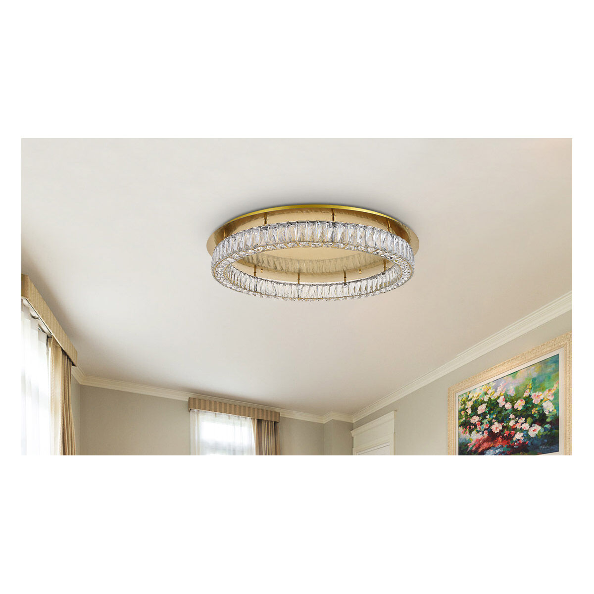 Monroe LED 34 inch Gold Flush Mount Ceiling Light