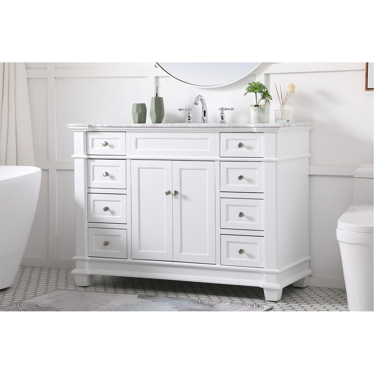 Wesley 48 X 22 X 35 inch White Vanity Sink Set