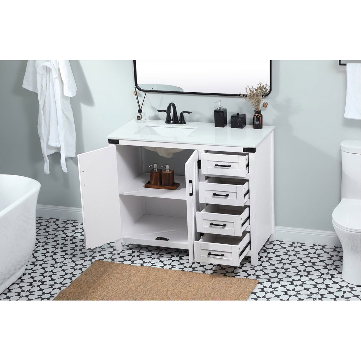 Grant 42 X 19 X 34 inch White Vanity Sink Set