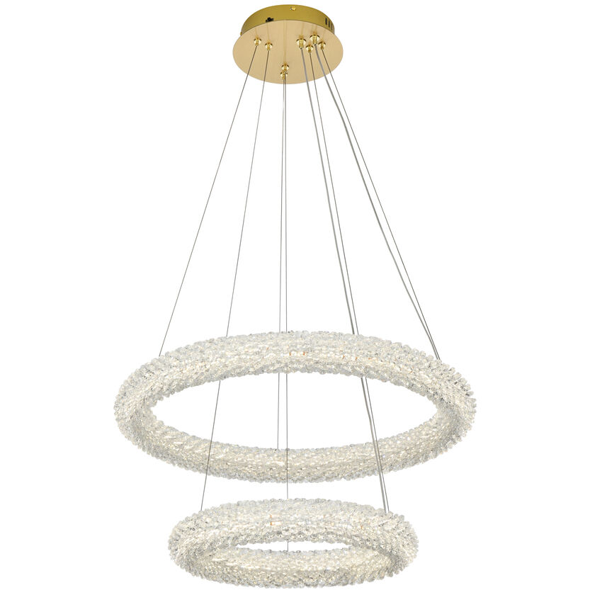 Bowen 2 Light 24 inch Satin Gold Chandelier Ceiling Light