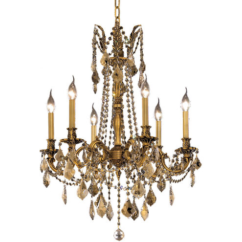 Rosalia 6 Light 23 inch French Gold Dining Chandelier Ceiling Light in Golden Teak, Royal Cut
