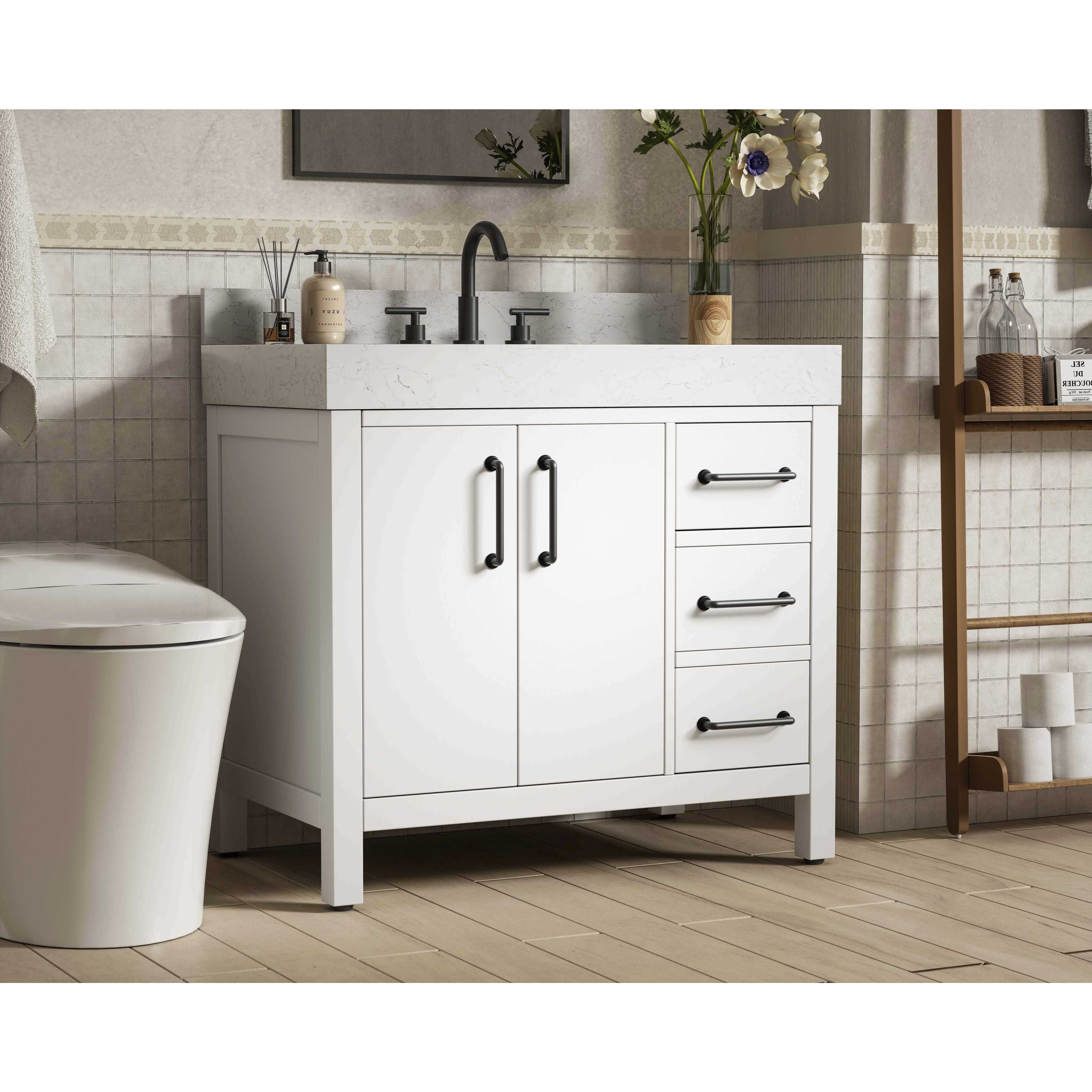 Nathan 36 X 34 inch White Bathroom Vanity Cabinet