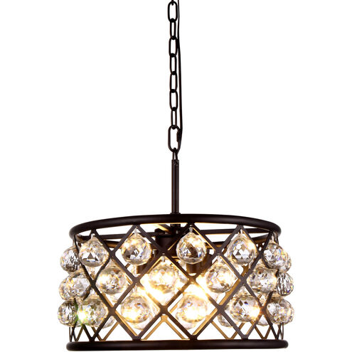 Madison 4 Light 16 inch Matte Black Pendant Ceiling Light in Clear, Faceted Royal Cut, Urban Classic