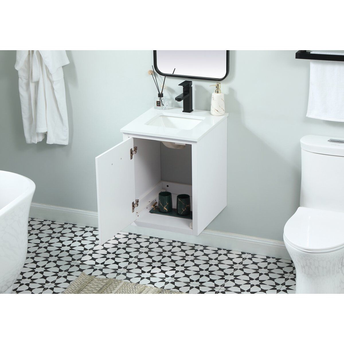 Cyrus 19 X 18 X 33.5 inch White Vanity Sink Set