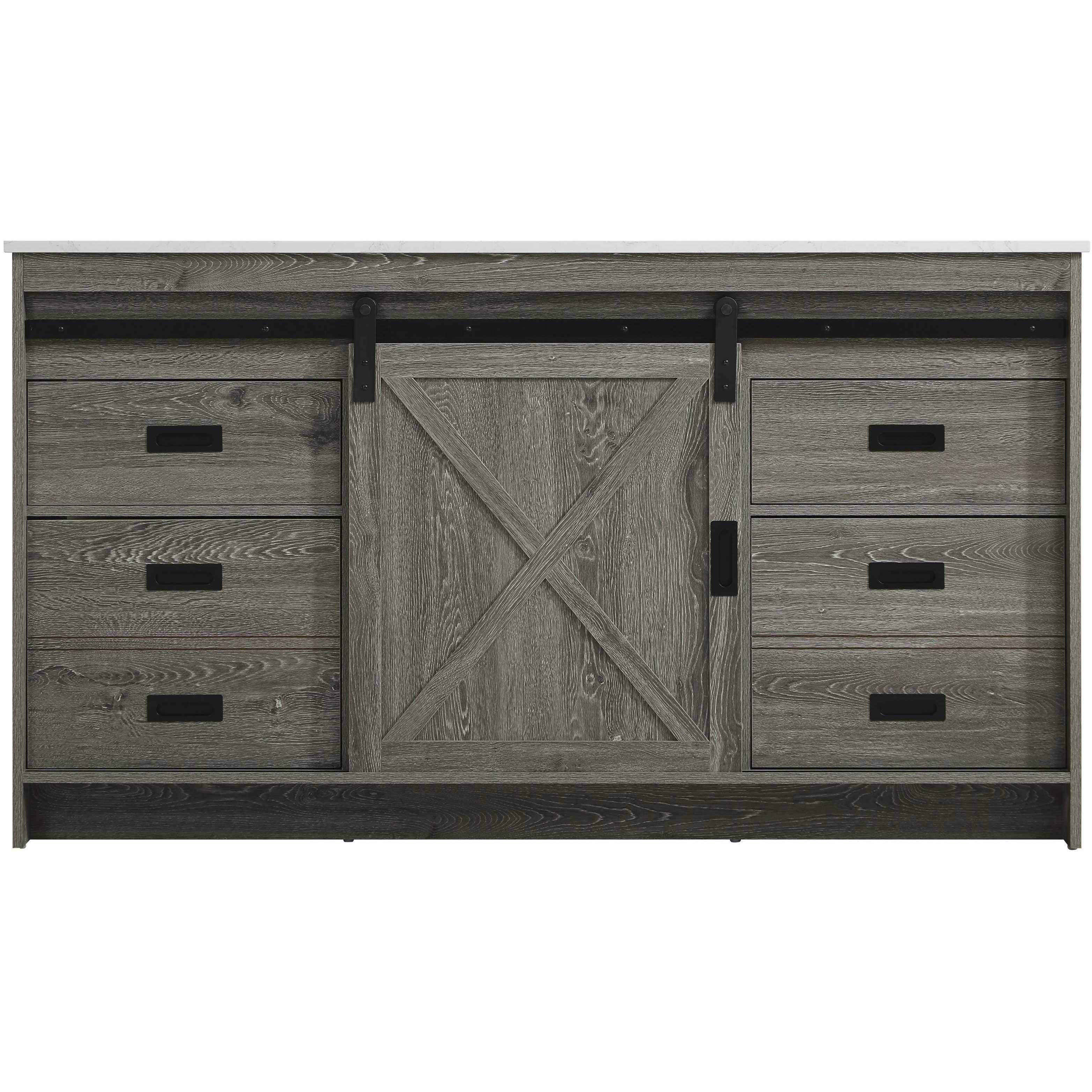 Austin 60 X 34 inch Rustic Grey Bathroom Vanity Cabinet