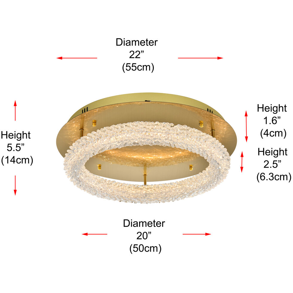 Bowen 1 Light 22 inch Satin Gold Flush Mount Ceiling Light