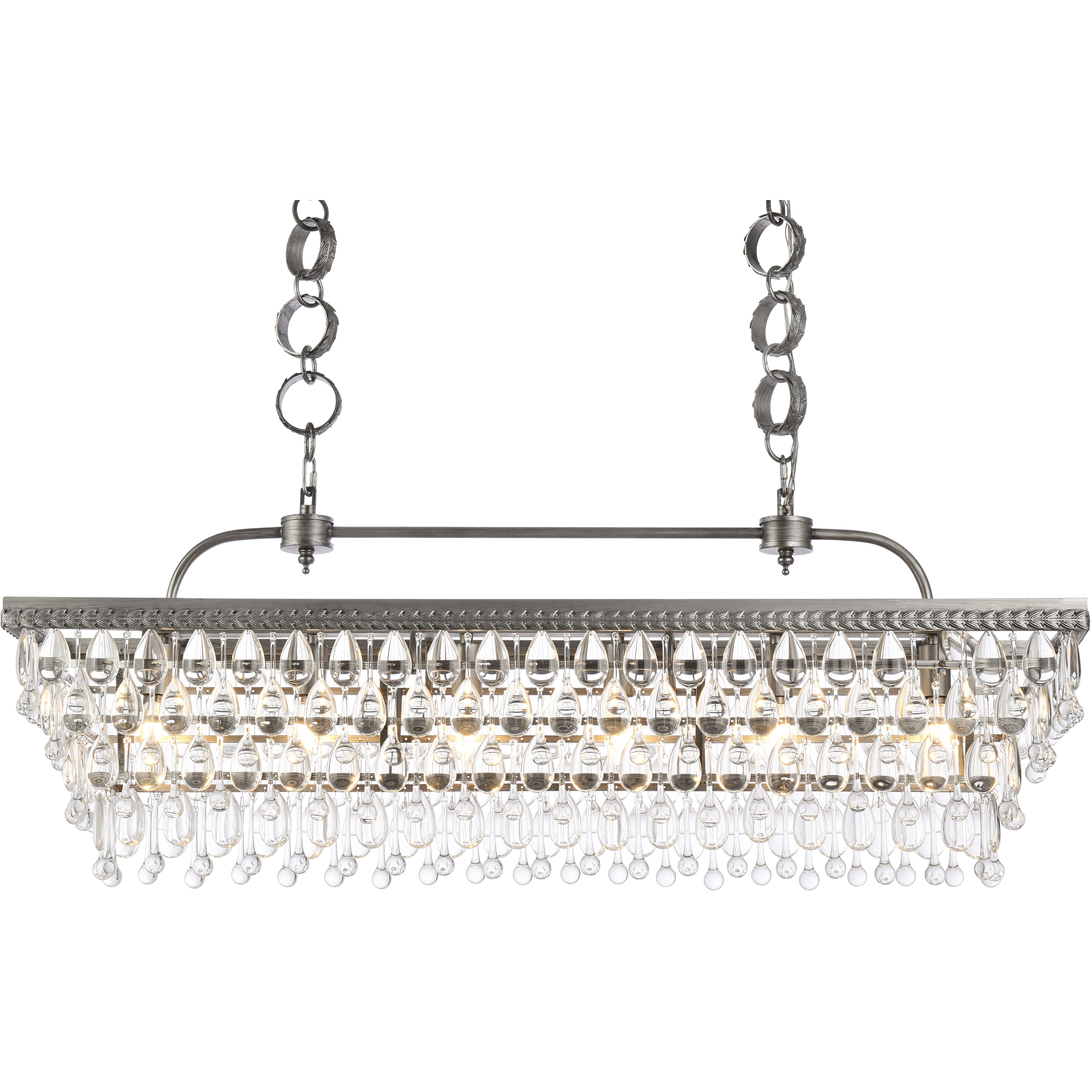 Nordic 6 Light 40 inch Antique Silver Linear Pendant Ceiling Light in Antique Sliver
