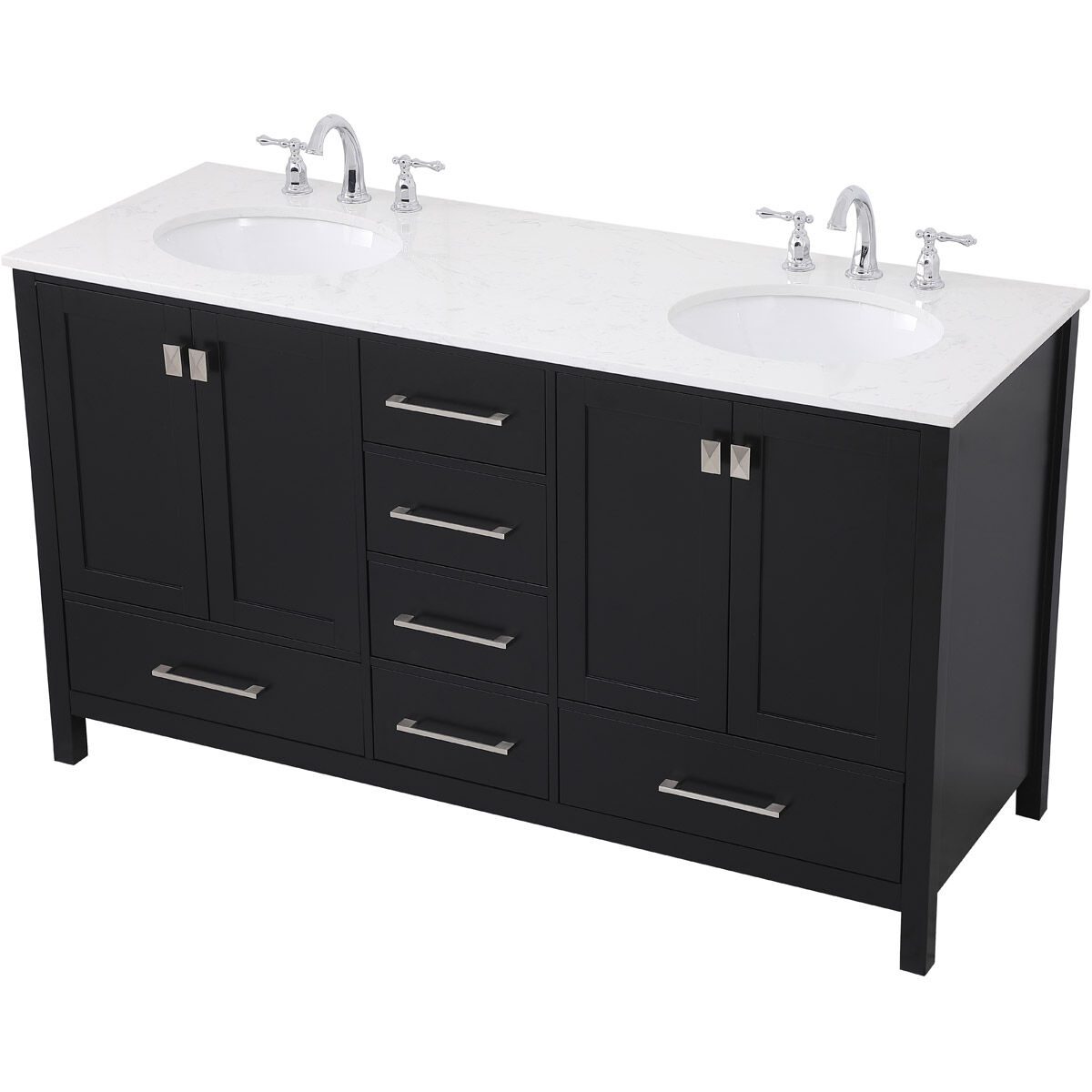 Irene 60 X 22 X 34 inch Black Vanity Sink Set
