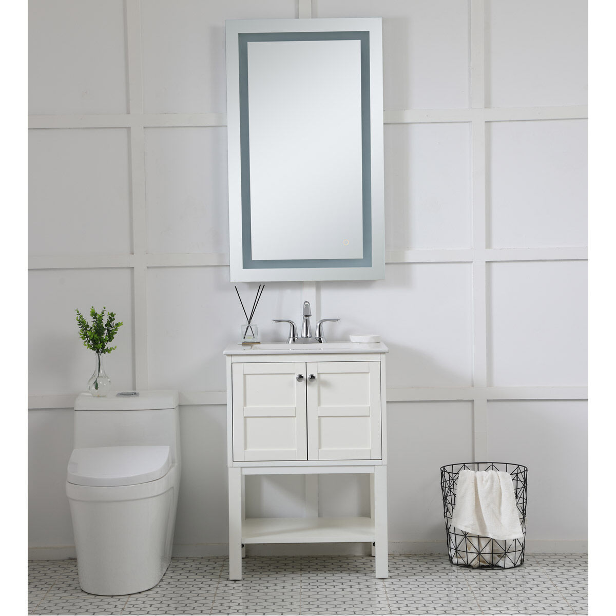 Helios 40 X 24 inch Silver Lighted Wall Mirror