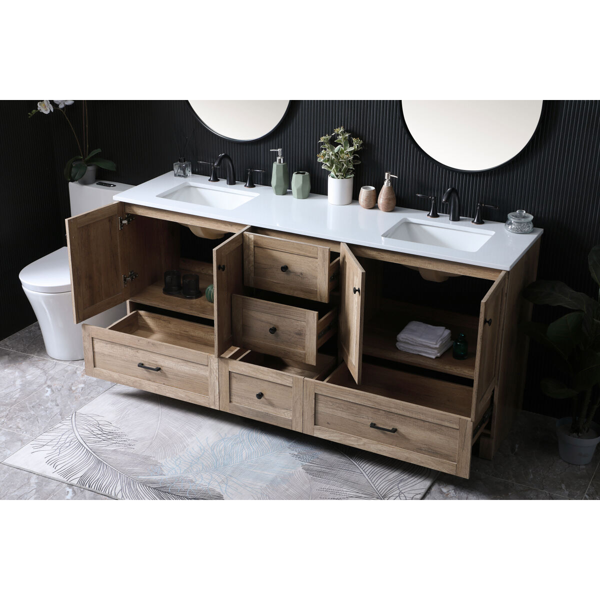 Soma 72 X 19 X 34 inch Natural Oak Vanity Sink Set