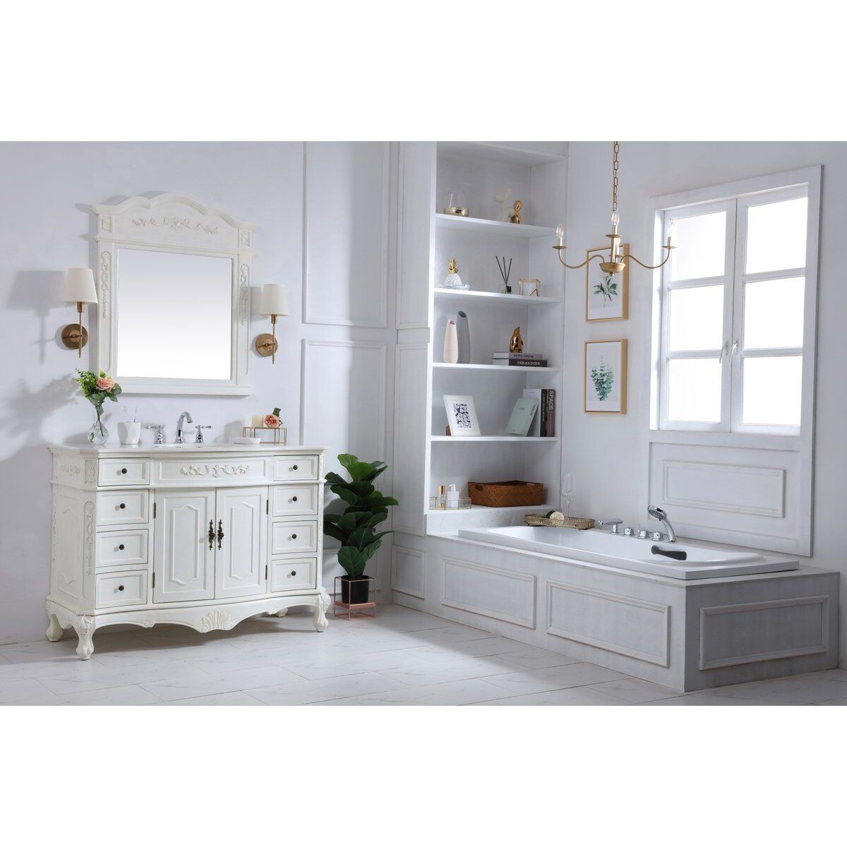 Danville 48 X 21 X 36 inch Antique White Vanity Sink Set
