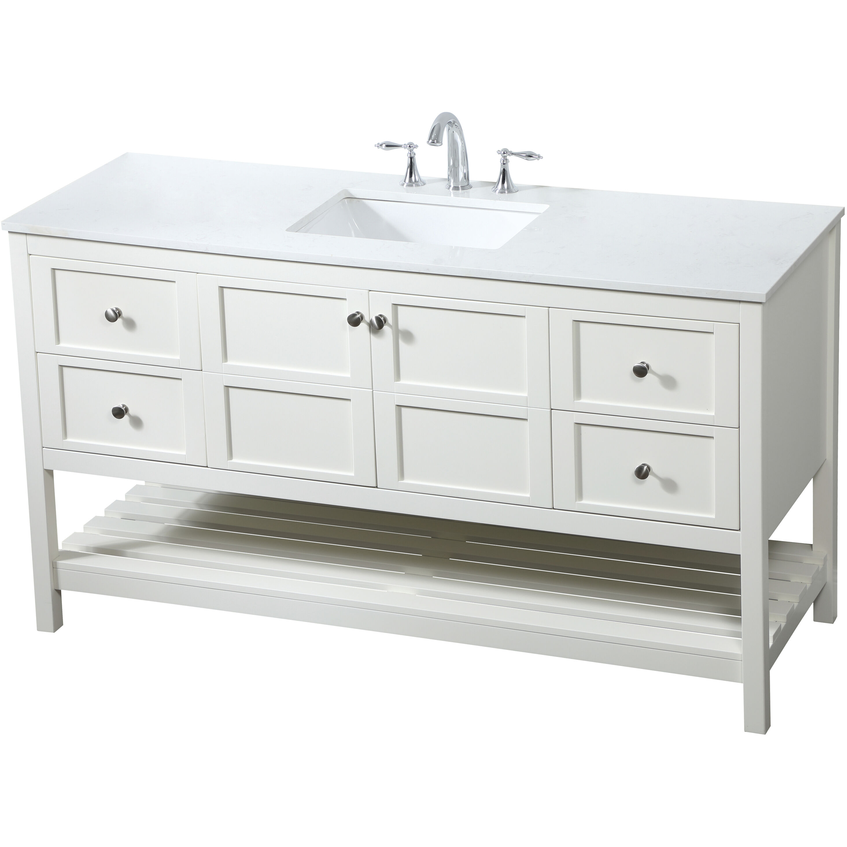 Theo 60 X 22 X 34 inch White Vanity Sink Set