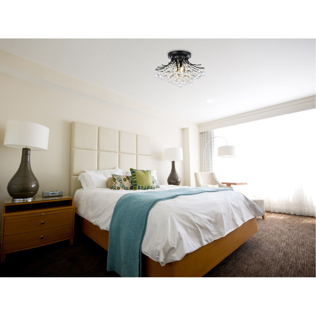 Toureg 6 Light 19 inch Black and Clear Flush Mount Ceiling Light in Royal Cut