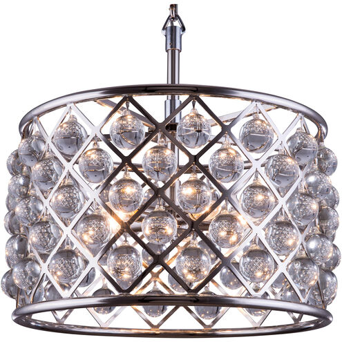 Madison 6 Light 20 inch Polished Nickel Pendant Ceiling Light in Clear, Smooth Royal Cut, Urban Classic