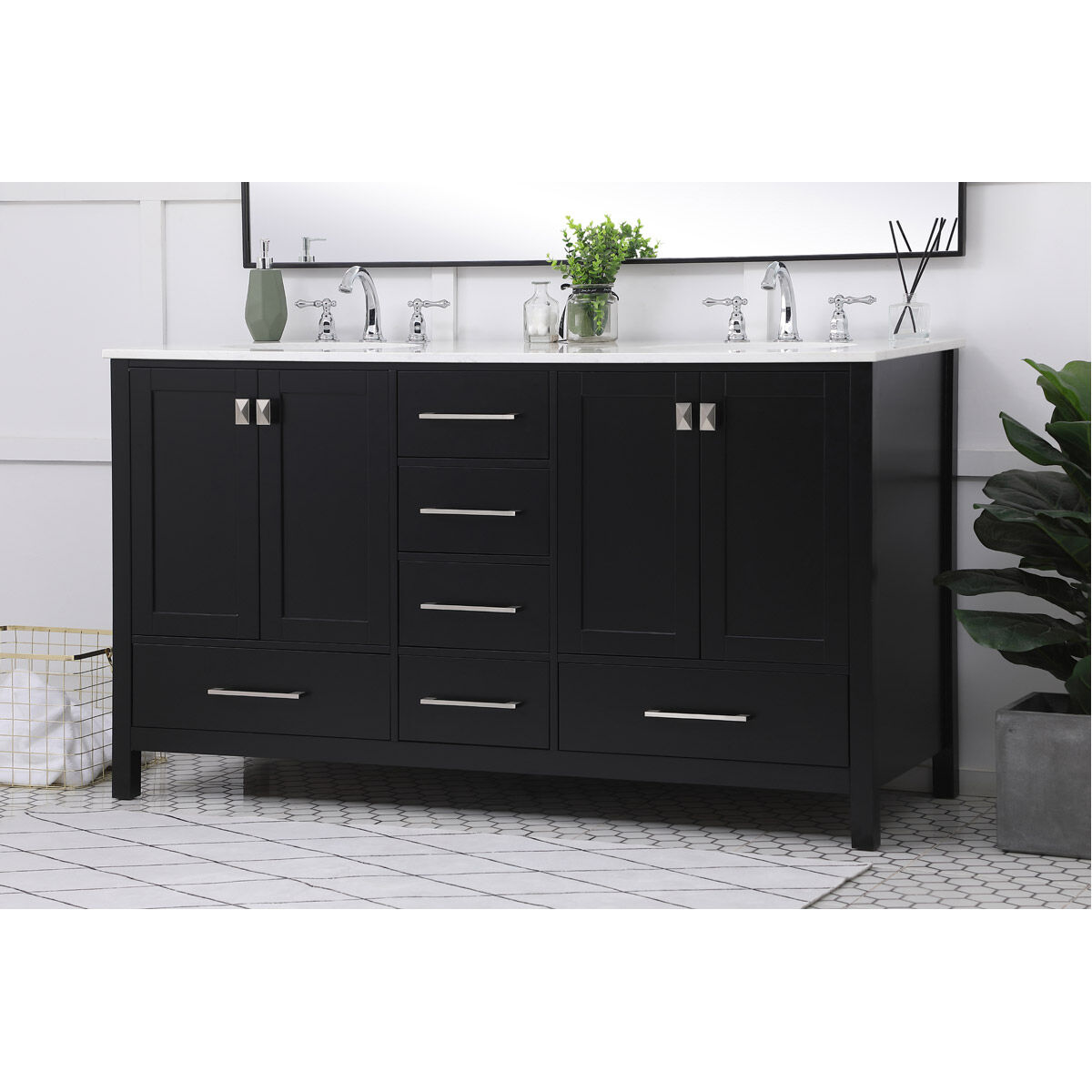 Irene 60 X 22 X 34 inch Black Vanity Sink Set