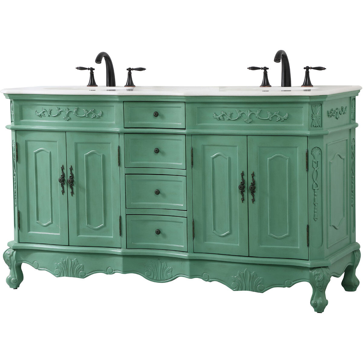 Danville 60 X 21 X 36 inch Vintage Mint Vanity Sink Set