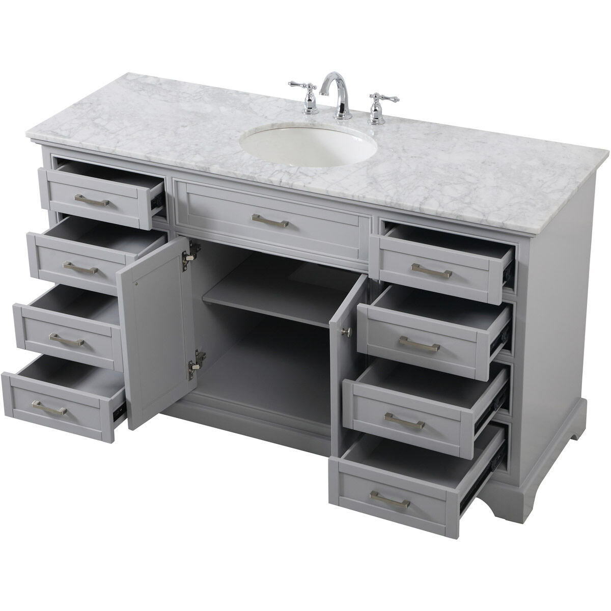 Americana 60 X 21.5 X 35 inch Grey Vanity Sink Set in Gray
