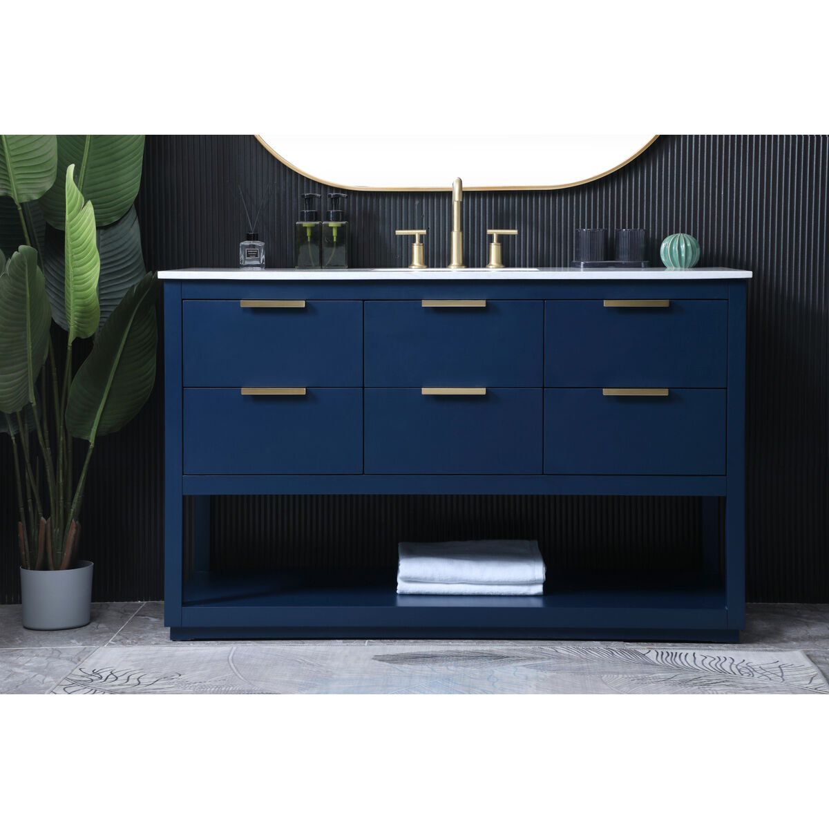 Larkin 54 X 22 X 34 inch Blue Vanity Sink Set