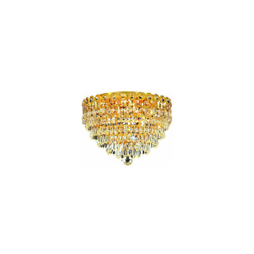 Century 4 Light 14 inch Gold Flush Mount Ceiling Light in Royal Cut