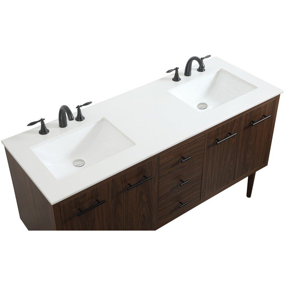 Cyrus 60 X 22 X 34 inch Walnut Vanity Sink Set
