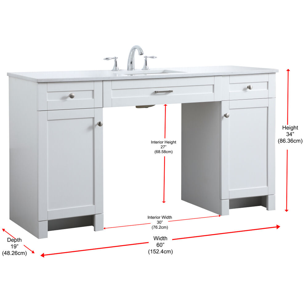 Cooper 60 X 19 X 34 inch White Vanity Sink Set