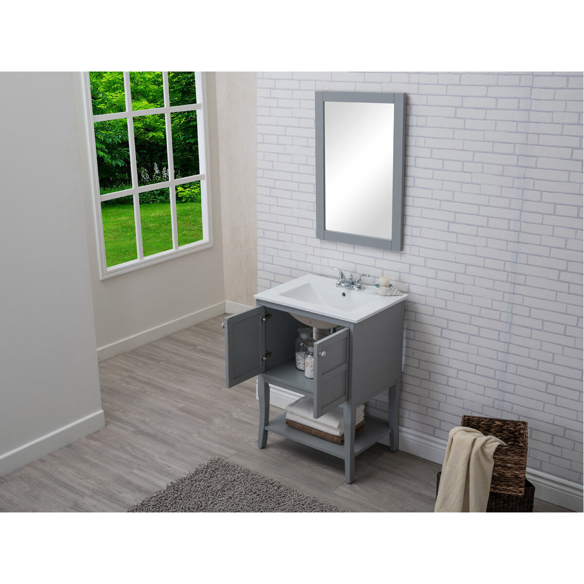 Mason 24 X 33 inch Grey and Chrome Vanity Set