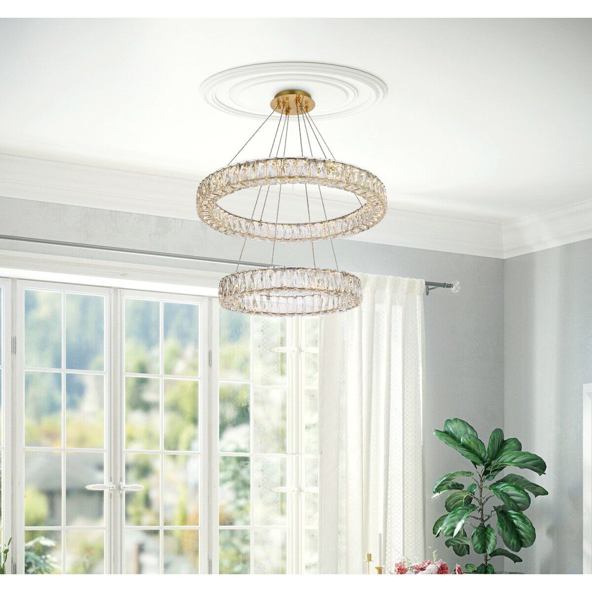 Monroe 2 Light 28 inch Gold Chandelier Ceiling Light