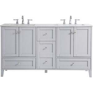 Sommerville 60 X 22 X 34 inch Grey and Brushed Nickel with Calacatta Quartz Vanity Sink Set