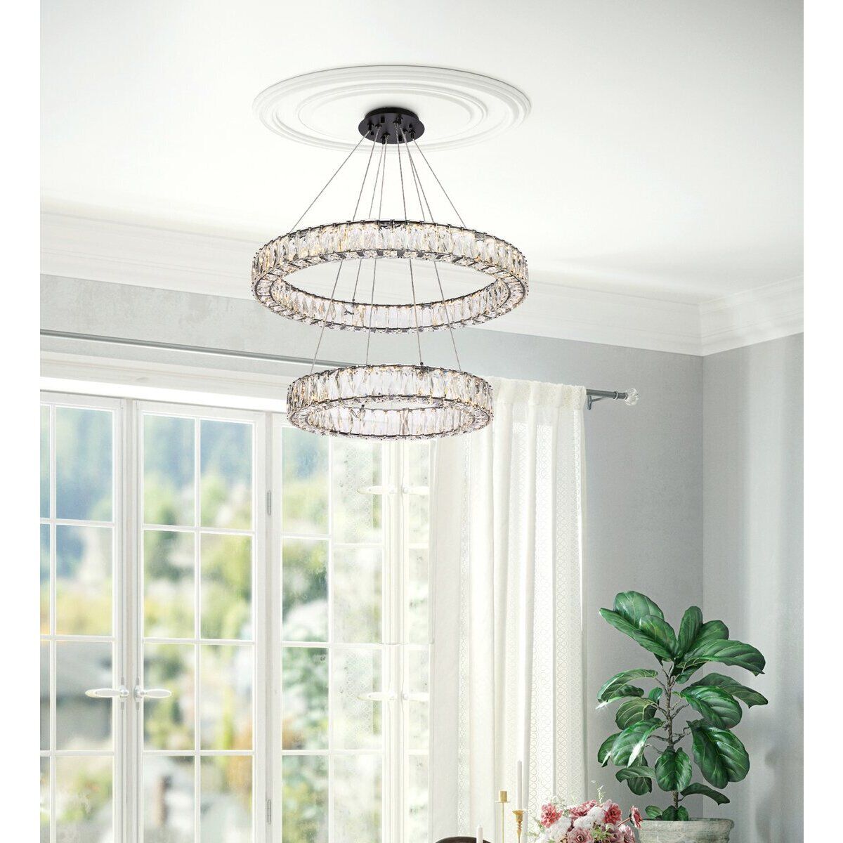 Monroe 2 Light 28 inch Black Chandelier Ceiling Light
