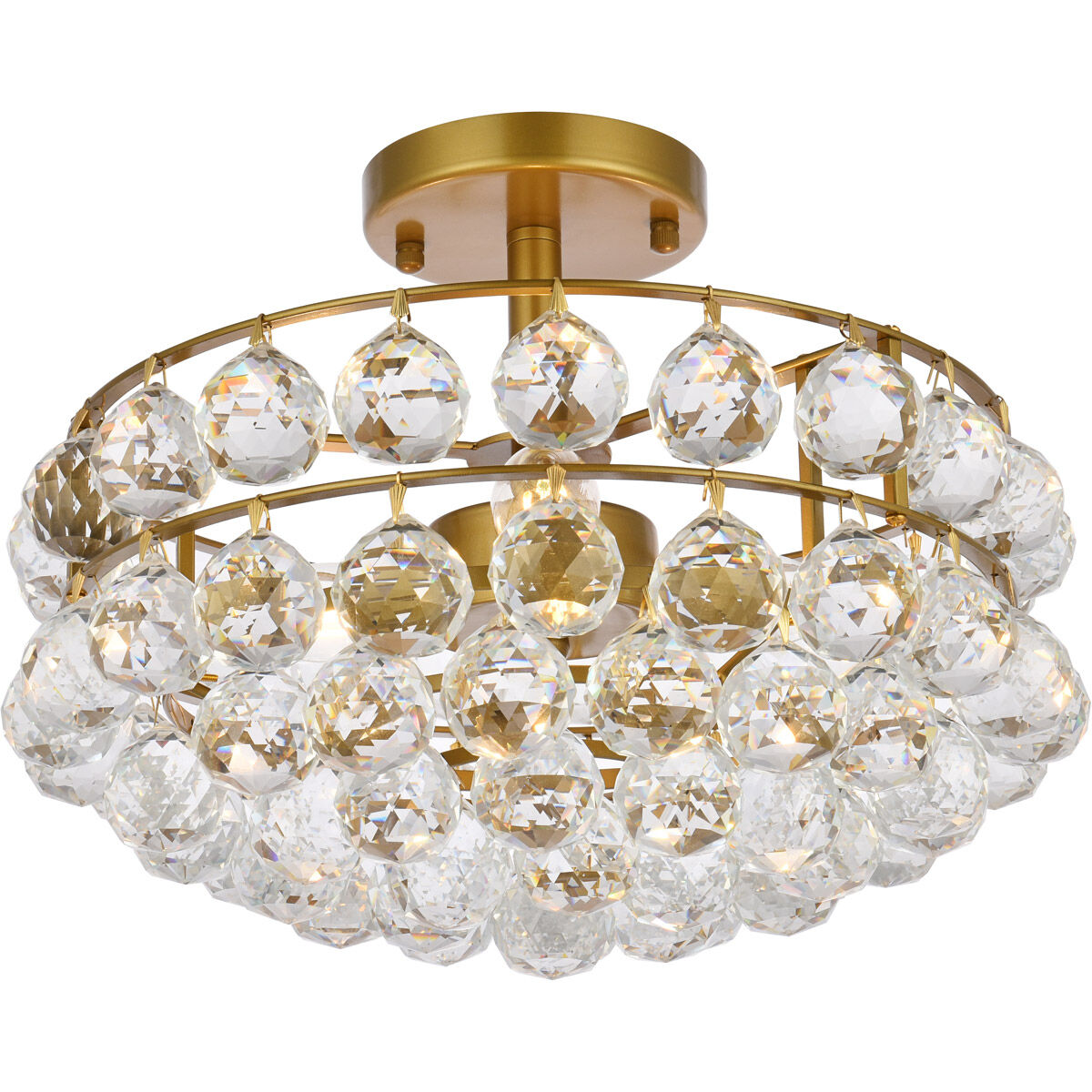 Savannah 3 Light 14 inch Brass Flush Mount Ceiling Light