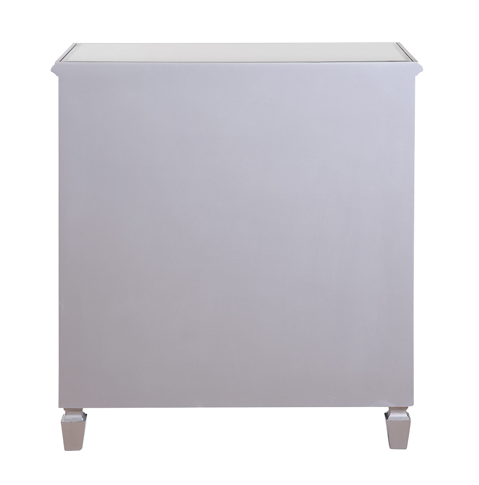 Contempo Silver Bedside Cabinet, 3-Drawer, Clear Mirror