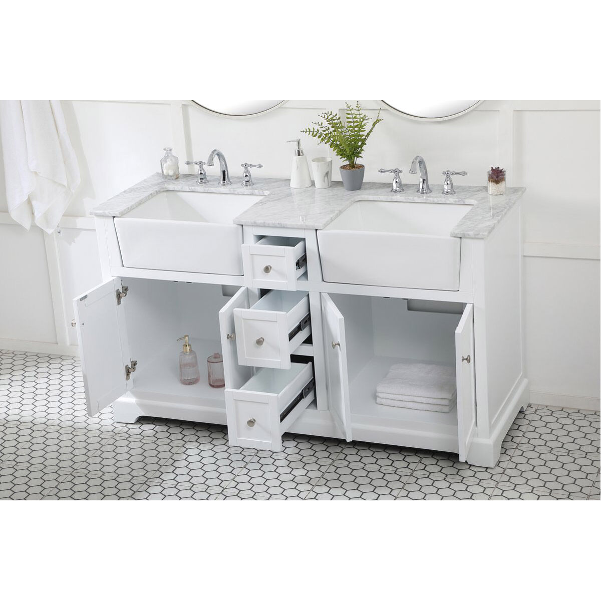 Franklin 60 X 22 X 34.75 inch White Bathroom Vanity Cabinet