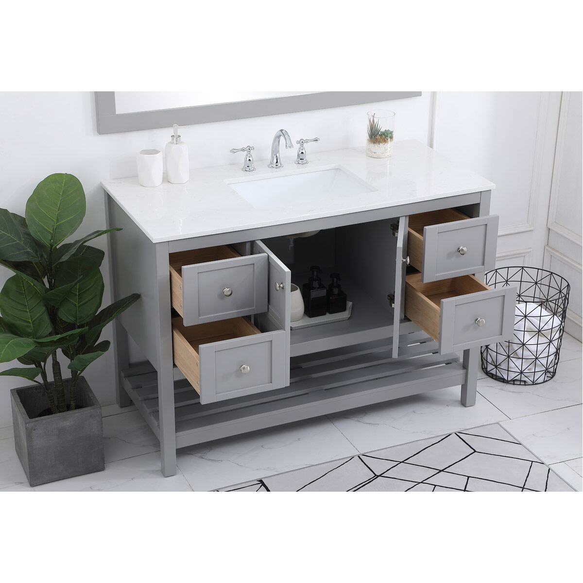 Theo 48 X 22 X 34 inch Gray Vanity Sink Set