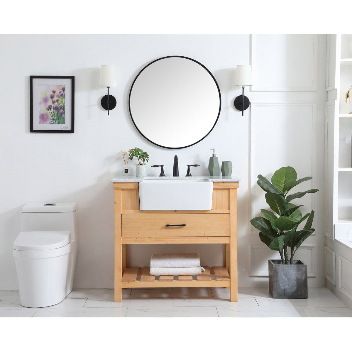 Clement 36 X 22 X 34.13 inch Natural Wood Bathroom Vanity Cabinet