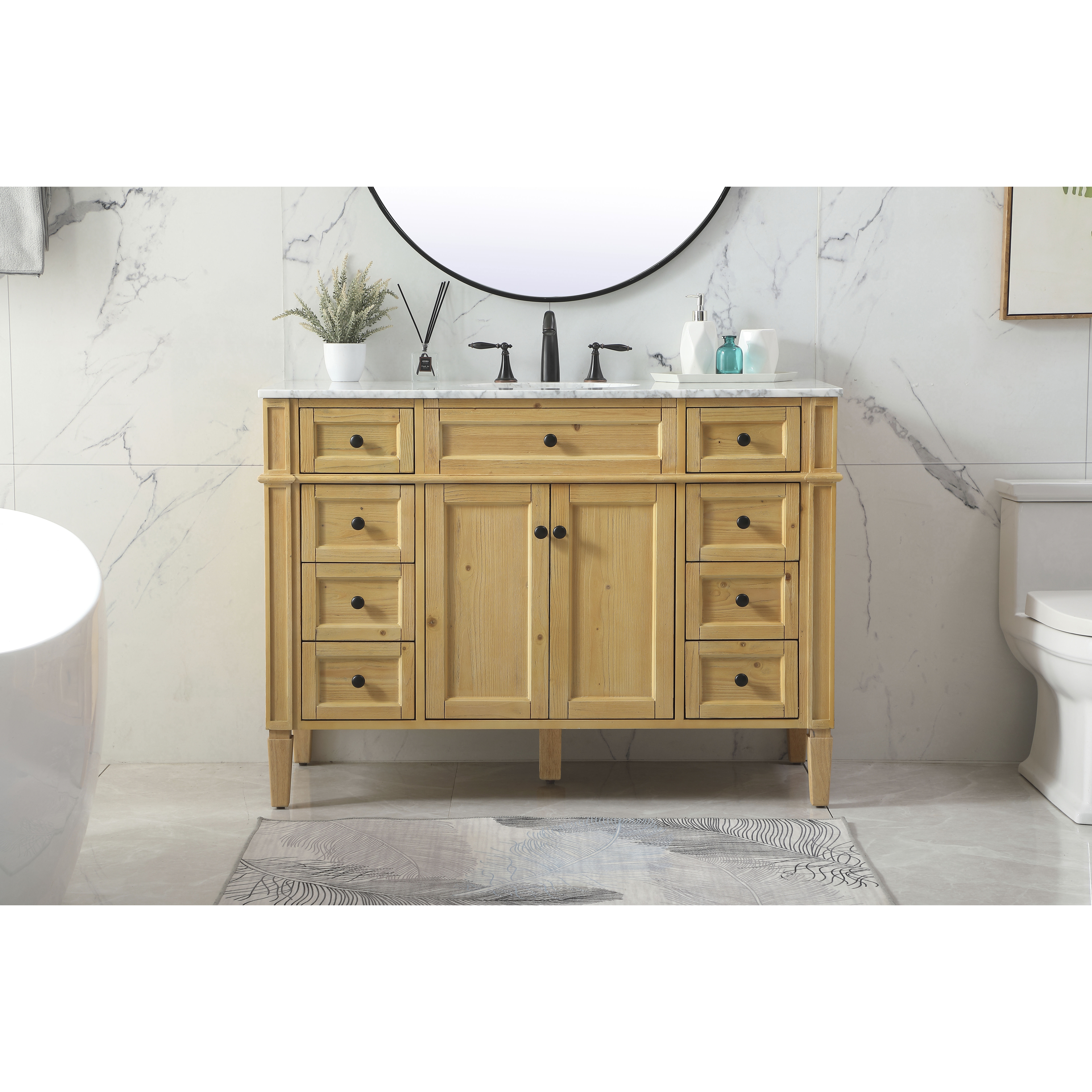 Park Avenue 48 X 21.5 X 35 inch Natural Wood Vanity Sink Set