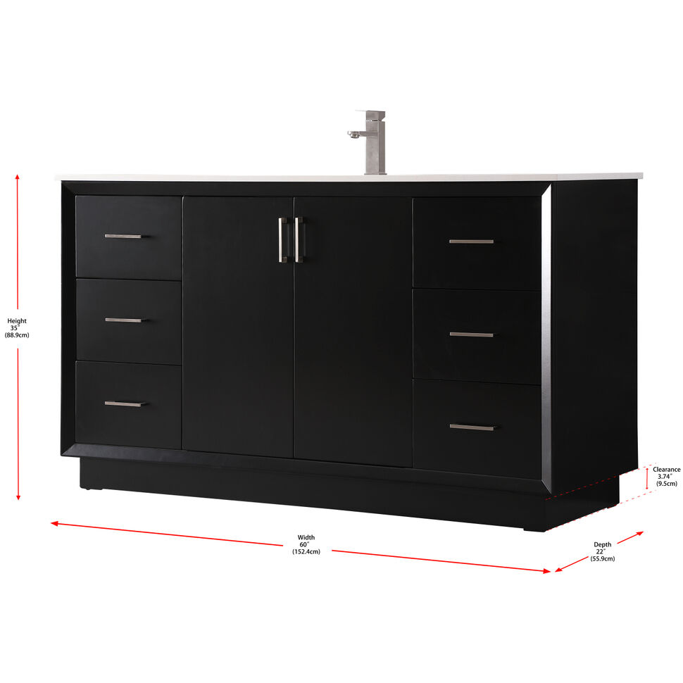 Hayes 60 X 22 X 35 inch Black Vanity Sink Set