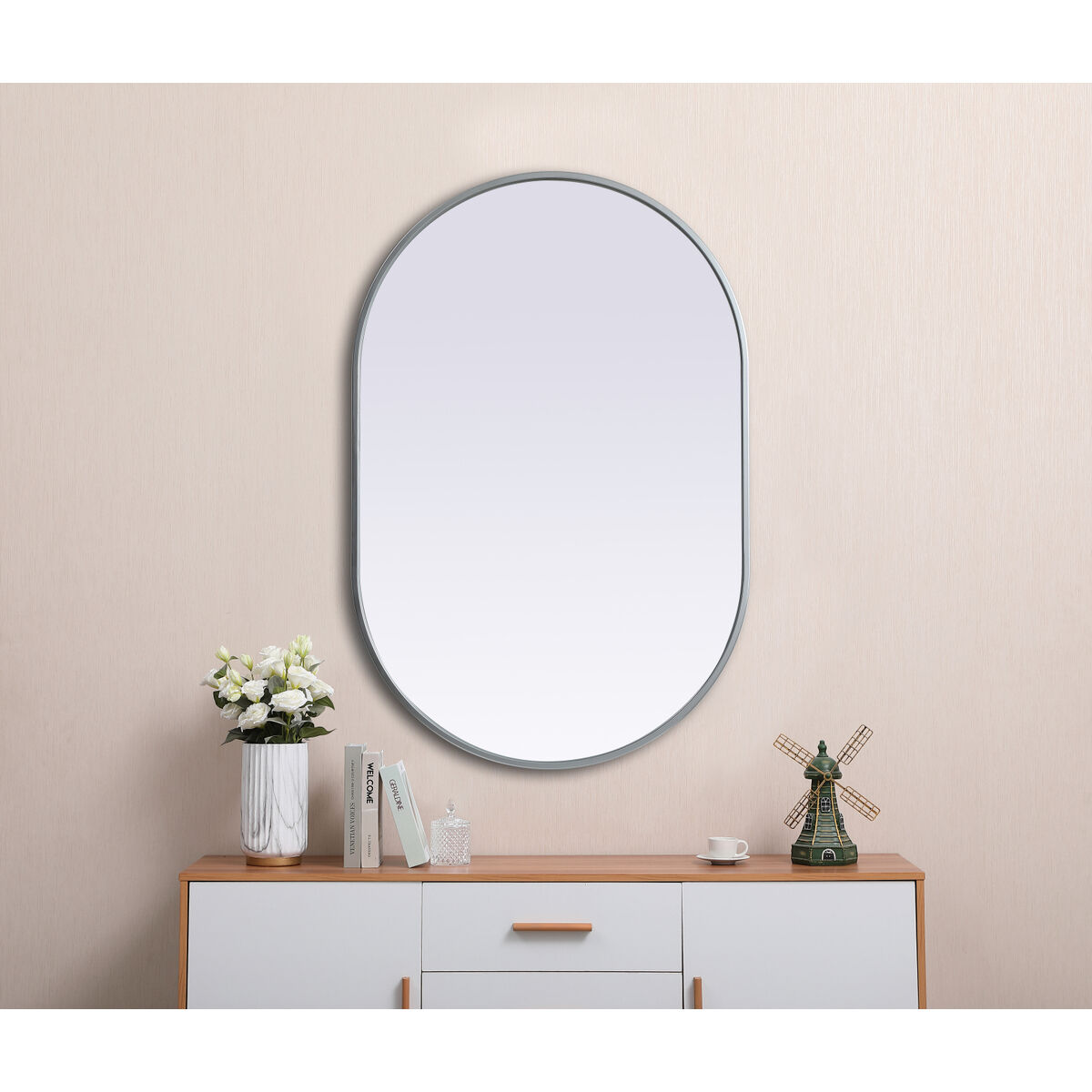 Asha 36 X 24 inch Silver Mirror in 24 x 36