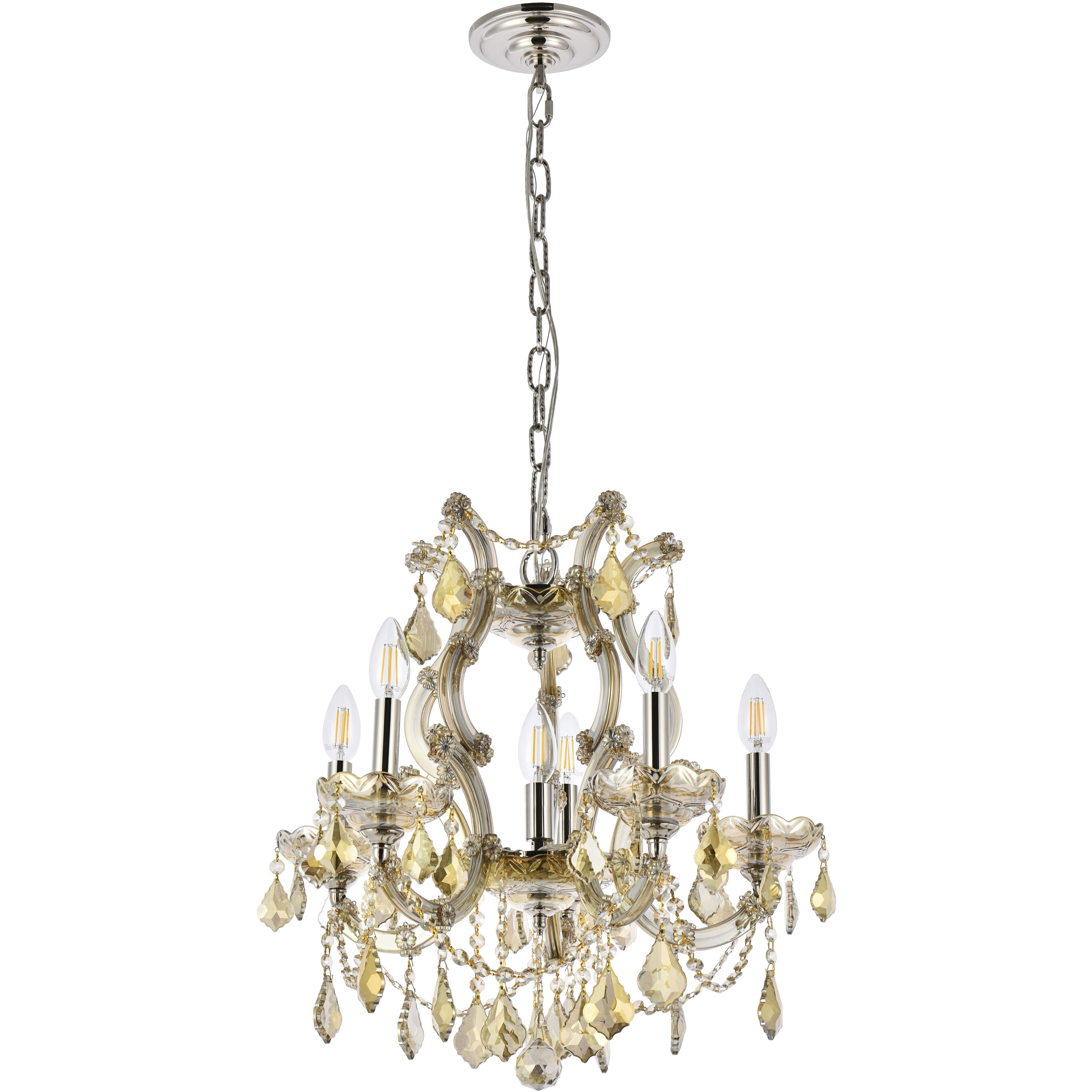 Maria Theresa 6 Light 20 inch Golden Teak Dining Chandelier Ceiling Light in Royal Cut