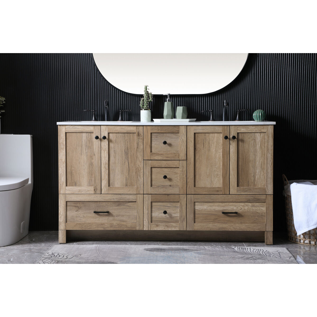 Soma 60 X 19 X 34 inch Natural Oak Vanity Sink Set in 2