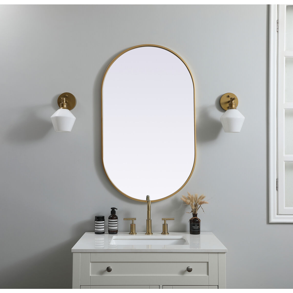Asha 40 X 24 inch Brass Mirror in 24 x 40