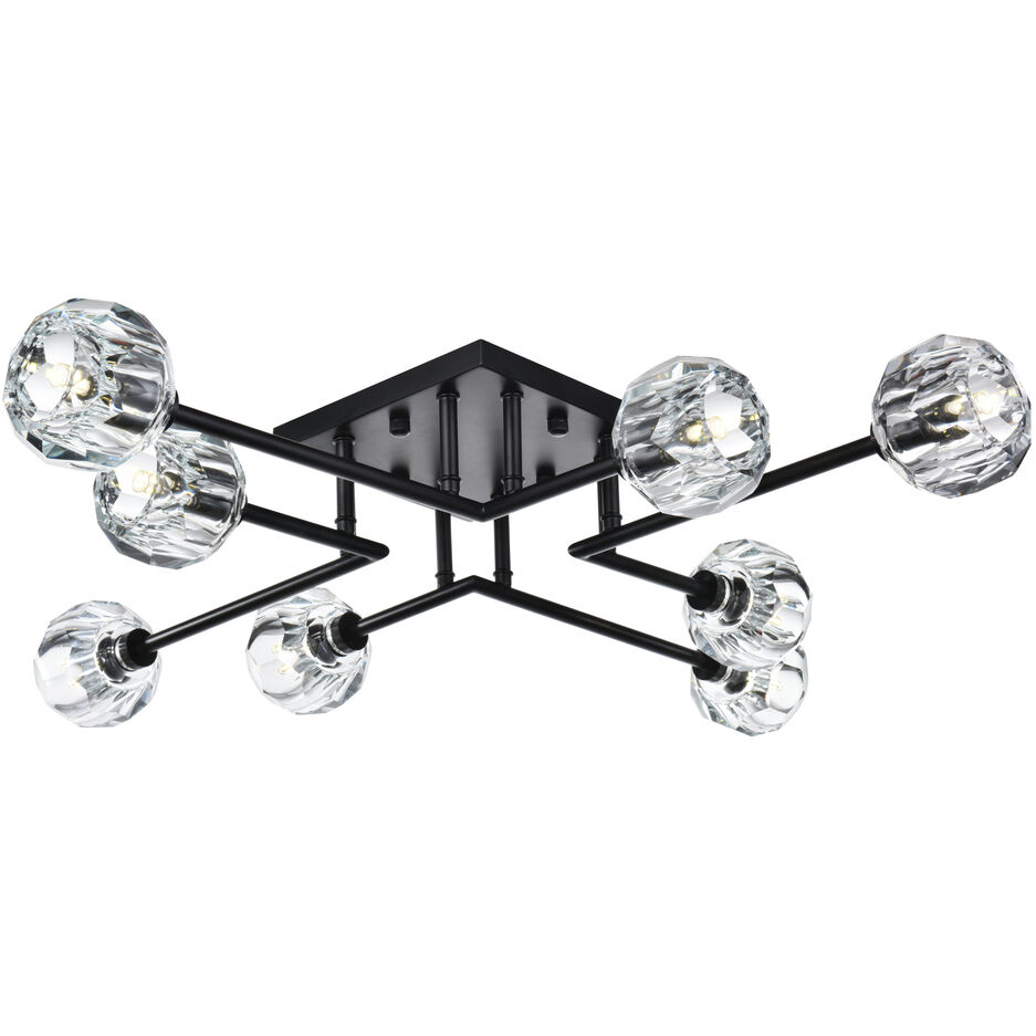 Eren 8 Light 31 inch Black Flush Mount Ceiling Light